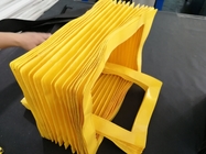 high quality   folded bellows yellow colour used for protect in CNC saw and CNC waterjet cutting machines .